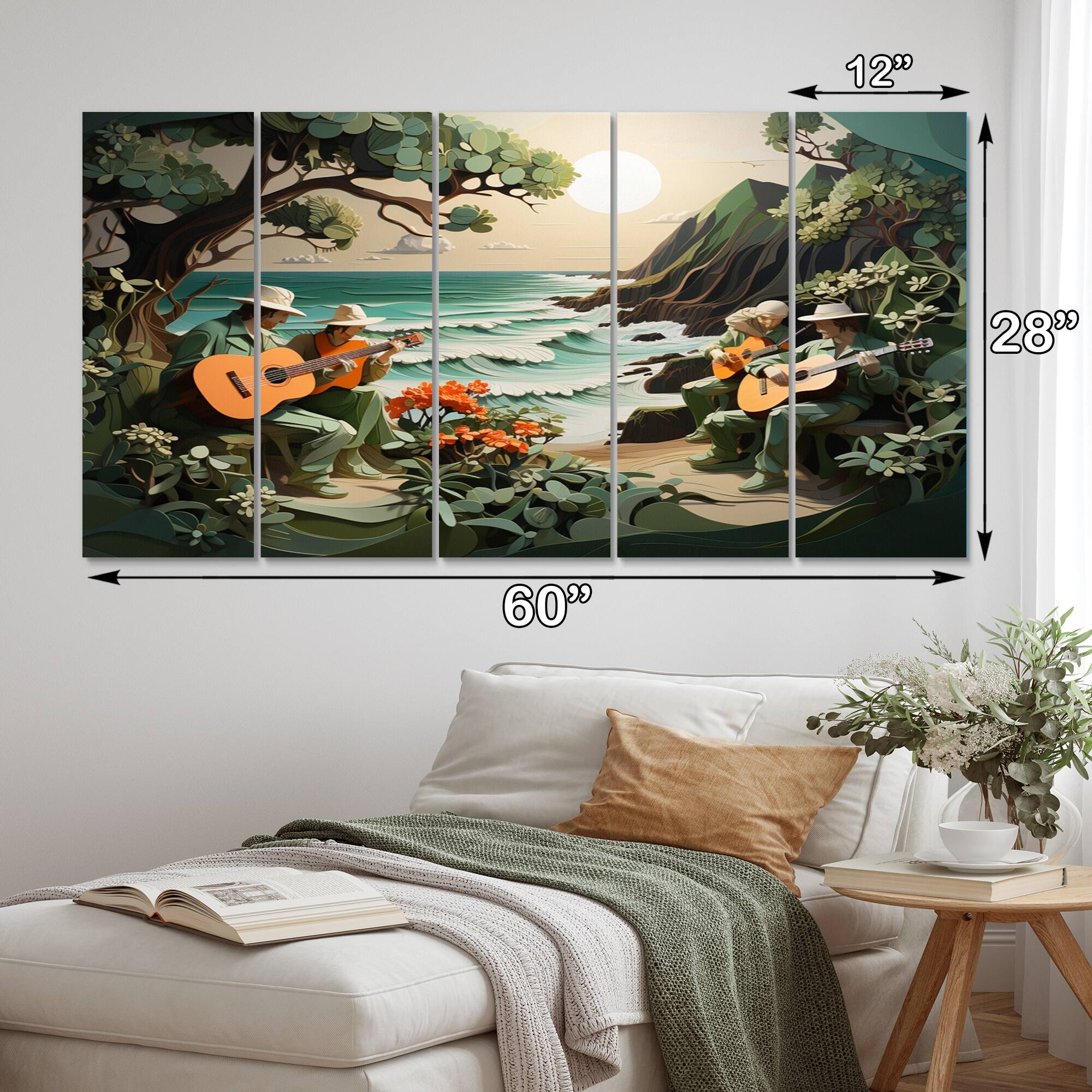 Designart "Coastal Harmony Papercut I" Nautical & Beach Multipanel